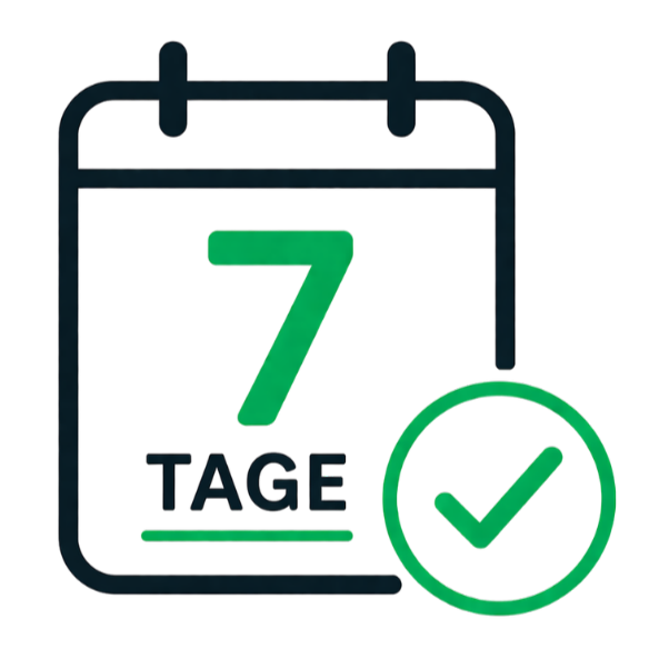 7-Tage-Startplan – Kalender-Symbol mit Haken